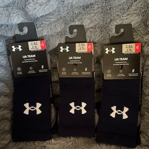 Under Armour UA Team Cushioned Crew Socks - Black with White Logo (3 Pack)